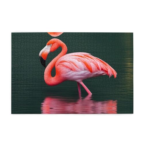 Puzzles1000 Teile Whjdpp Rosa Flamingo Bild Pädagogische Intellektuelle Holzpuzzles Lustige Puzzles Stressabbau Spiel von Whjdpp
