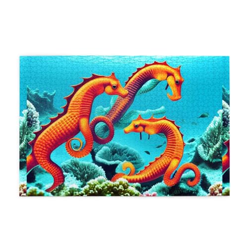 Puzzles1000 Teile Whjdpp Schöne Seepferdchen Bild Pädagogische Intellektuelle Holzpuzzles Lustige Puzzles Stressabbau-Spiel von Whjdpp