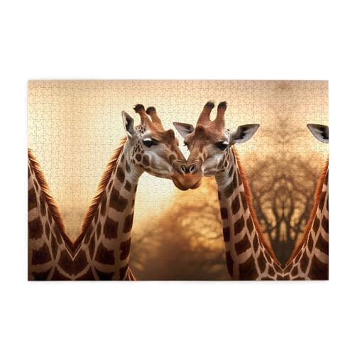 Puzzles1000 Teile Whjdpp Zwei Giraffen Bild Pädagogische Intellektuelle Holzpuzzles Lustige Puzzles Stressabbau-Spiel von Whjdpp