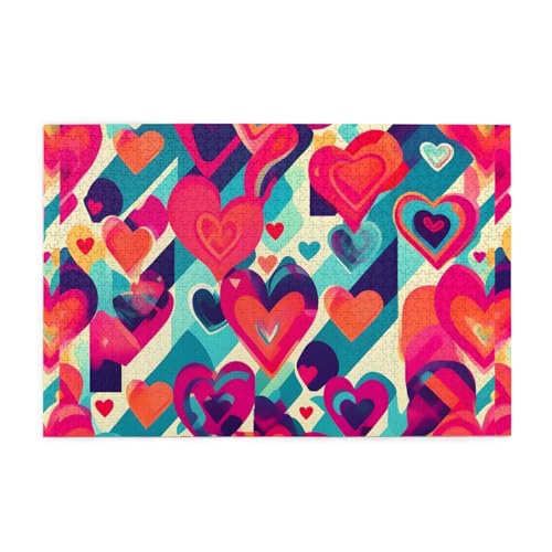 Puzzles1000 Teile Whjdpp buntes Herzmuster Bild pädagogische intellektuelle Holzpuzzles, lustige Puzzles, Stressabbau-Spiel Puzzles1000 Teile Whjdpp buntes Herzmuster Bild pädagogische intellektuelle Holzpuzzles, lustige Puzzles, Stressabbau-Spiel von Whjdpp
