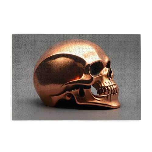 Puzzles1000 Teile Whjdpp kupferfarbenes Totenkopfbild pädagogische intellektuelle Holzpuzzles, lustige Puzzles, Stressabbau-Spiel von Whjdpp