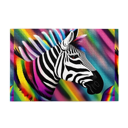 Whjdpp 1000 Teile Puzzles, buntes Regenbogen-Zebra-Bild, pädagogisches intellektuelles Holzpuzzle, lustige Puzzles, Stressabbau-Spiel Whjdpp 1000 Teile Puzzles, buntes Regenbogen-Zebra-Bild, pädagogisches intellektuelles Holzpuzzle, lustige Puzzles, Stressabbau-Spiel von Whjdpp