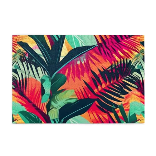Whjdpp Puzzles, 1000 Teile, buntes tropisches Blattbild, pädagogische intellektuelle Holzpuzzles, lustige Puzzles, Stressabbau-Spiel Whjdpp Puzzles, 1000 Teile, buntes tropisches Blattbild, pädagogische intellektuelle Holzpuzzles, lustige Puzzles, Stressabbau-Spiel von Whjdpp