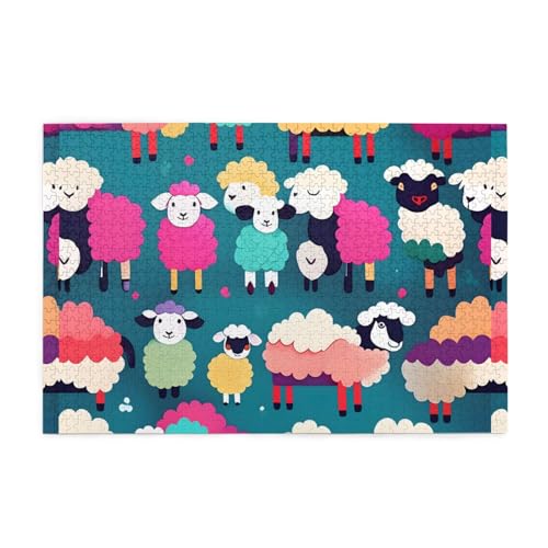 Whjdpp Puzzles, 1000 Teile, niedliches buntes Schaf, Cartoon-Muster, Bildung, geistiges Holzpuzzle, lustige Puzzles, Stressabbau-Spiel Whjdpp Puzzles, 1000 Teile, niedliches buntes Schaf, Cartoon-Muster, Bildung, geistiges Holzpuzzle, lustige Puzzles, Stressabbau-Spiel von Whjdpp