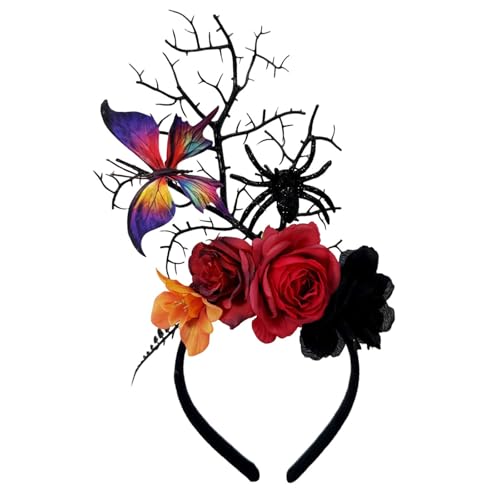 Whltzf Dark Spiders Haarband, Halloween, Stirnbänder mit Blumenzweig, Punk, Themenparty, Zubehör, Halloween-Haarbänder Whltzf Dark Spiders Haarband, Halloween, Stirnbänder mit Blumenzweig, Punk, Themenparty, Zubehör, Halloween-Haarbänder von Whltzf