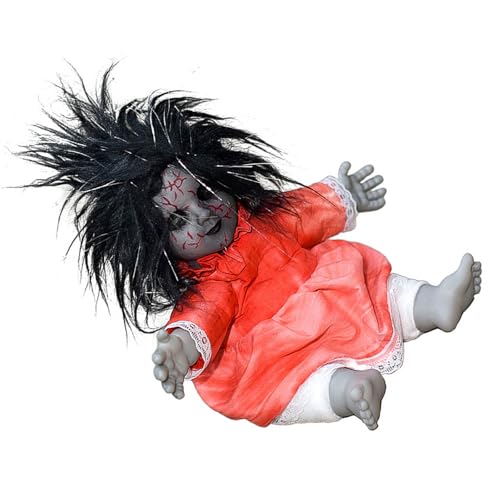 Whltzf Gruselige Puppenfigur mit beleuchtetem Gesicht und erschreckendem Soundeffekt Gruselige sitzende Puppe Partyzubehör Animatronics von Whltzf