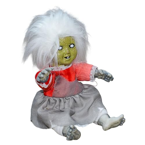 Whltzf Gruselige Puppenfigur mit beleuchtetem Gesicht und erschreckendem Soundeffekt Gruselige sitzende Puppe Partyzubehör Animatronics von Whltzf