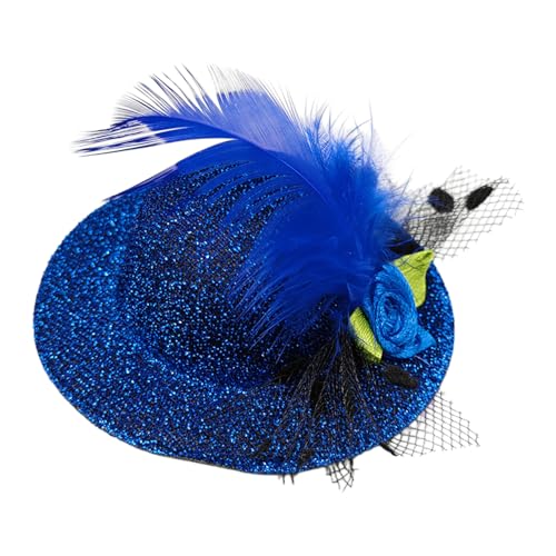 Whltzf Kleiner Hut-Clip, kleiner Fascinator mit Blume, gefiedert, für Mädchen, Geburtstagskostüm, Haarzubehör, Hochzeit, Party, Kopfbedeckung von Whltzf