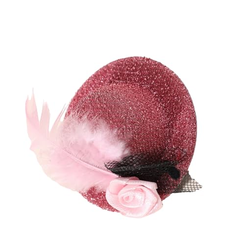 Whltzf Kleiner Hut-Clip, kleiner Fascinator mit Blume, gefiedert, für Mädchen, Geburtstagskostüm, Haarzubehör, Hochzeit, Party, Kopfbedeckung von Whltzf