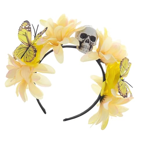 Whltzf Kreativer Totenkopf-Kopfschmuck, Schmetterlings-Blumen-Haarreif für Outdoor-Kostüme und Themenpartys, unverzichtbares Accessoire, Totenkopf-Party-Zubehör Whltzf Kreativer Totenkopf-Kopfschmuck, Schmetterlings-Blumen-Haarreif für Outdoor-Kostüme und Themenpartys, unverzichtbares Accessoire, Totenkopf-Party-Zubehör von Whltzf