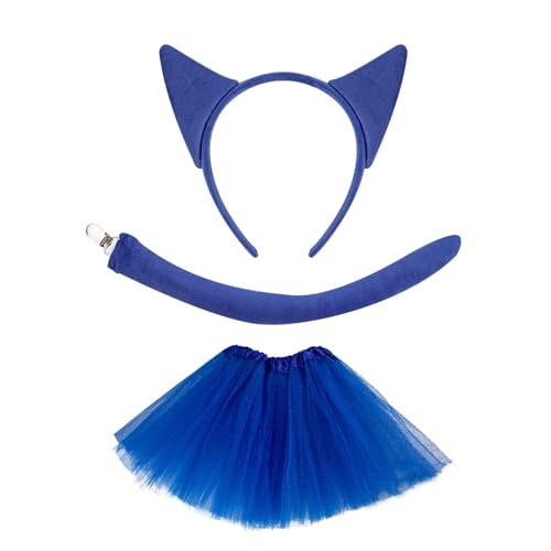 Whltzf Modischer Kopfschmuck mit blauen Ohren, weich, Cartoon-Hariband für Themenanlässe, Rollenspiel-Zubehör, niedliche Katzenohren-Designs von Whltzf