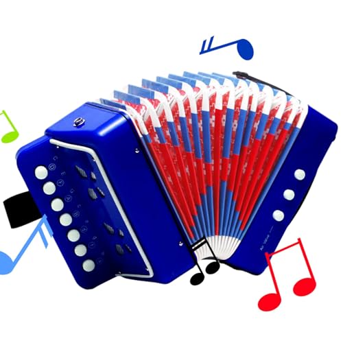 Akkordeon für Kinder - Mini-I Musikinstrument, Knopfakkordeon für Kinder | 18x17x10 cm kleines tragbares Akkordeon mit 7 Tasten, lustiges Musikspielzeug für Anfänger, Jugendliche und von Whnbuij
