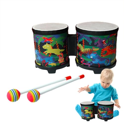 Bongo Trommel Bongo Trommel für Kinder | Niedliches Musikspielzeug Handtrommel Nette Handtrommel Holz Handtrommel mit 2 Bunte Trommeln Musikinstrumente Handgemachte Trommel für Bam von Whnbuij
