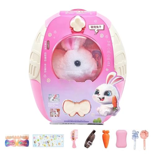 Electric Bunny Toy -17x16cm Interactive Plüsch, Roboter -Haustier | Batteriebetriebenes Tier mit Soundeffekten, Wanderbewegungen, perfektes Kleinkindgeschenk oder Osterüberraschung für Kinderspielzeit von Whnbuij