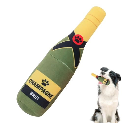 GoodBoy Puppy Supplies Quietschspielzeug aus Plüsch für Hunde in Form einer Rotweinflasche | lustiges und niedliches Haustierspielzeug, Welpenspielzeug von Whnbuij