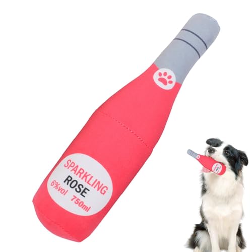 GoodBoy Puppy Supplies Quietschspielzeug aus Plüsch für Hunde in Form einer Rotweinflasche | lustiges und niedliches Haustierspielzeug, Welpenspielzeug von Whnbuij