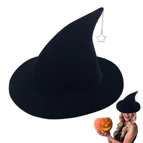 Halloween Hexenhut Kostüm Hexenhut Kostüm für Erwachsene - Einzigartiger Hexenhut mit Sternanhänger - Theateraufführung für Kostümhüte für Festivalshows von Whnbuij