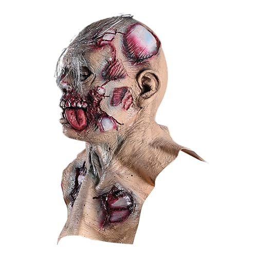 Halloween Zombie Gesichtsbedeckung - Gruselige Latexmaske Zombie Vollkopf Kopfbedeckung | Gruselige Zombie Maske und Kopfbedeckung Untote Zombie Maske Realistische Horror Maske Zubehör von Whnbuij