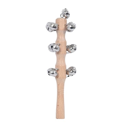 Hölzerne Jingle Handglocken - Handheld -Schlittenglocken, Percussion Musical Instrument Shaker Toy Rassle, Jingle Bells bleiben mit Holzgriff für Tanzkonzerte Bühnenbildgeburtstag von Whnbuij