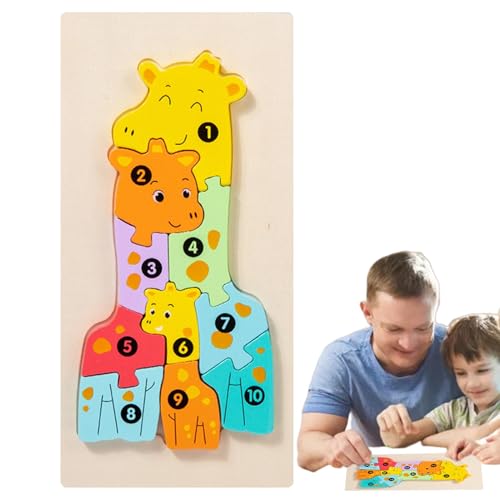 Holz-Tierpuzzle, Zahlenpuzzle, Tierpuzzle mit mehreren Holztieren | Lernpuzzle mit Tieren zum Lernen, Kenntnis von Farben und Formen von Whnbuij