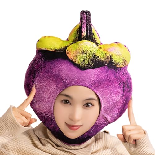 Lustiger Obsthut, gefüllter Obsthut | Mangosteen Kirche Cosplay - Neue Neuheit Plüschtier Mangosteen Plüschtier Köpfe Kleidung Punkte Kostüm Kleidung Korb von Whnbuij