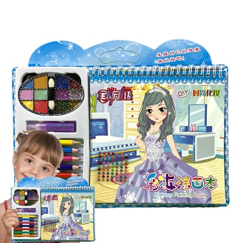 Make-up-Spiele für Mädchen, Make-up-Malbuch, Spielset zum Anziehen von Make-up aus Papier – Bastelset für Kinder, Stickerbuch, zum Anziehen, Reisespiele, Kunstaktivitäten von Whnbuij