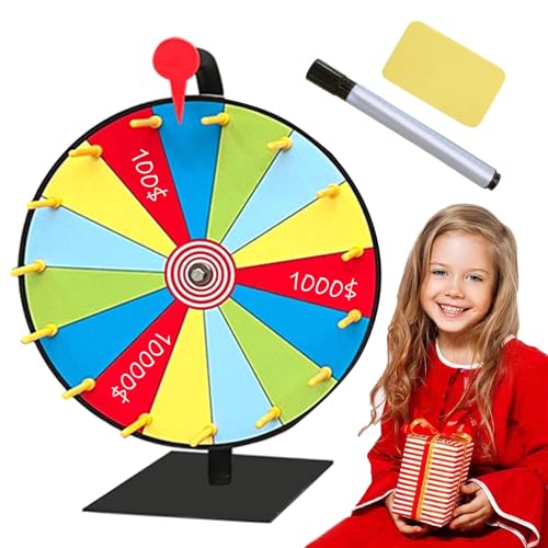 Prize Wheel Spinner - Lucky Spin Wheel, Decision Maker Party Fun Spinner | 15-Section Tabletop Fortune Wheel with Marker and Eraser, Themed Games for Events Trade Show Classic Series von Whnbuij