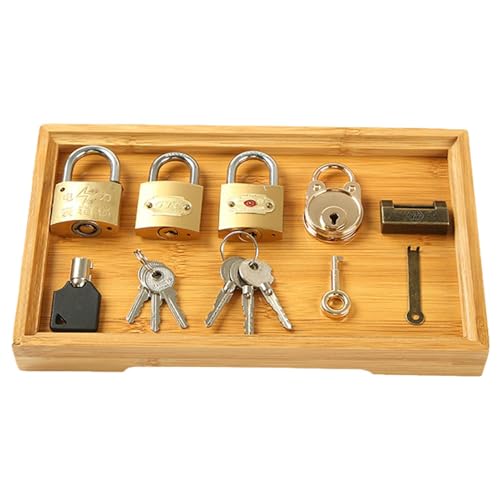 Set aus Schlössern und Spielzeugschlüsseln mit Stiel - Vorschulschloss und Spielzeug zum Lernen der Schlüssel, Montesori Lernschlösser Set | Lernschlösser Set Schlüssel, von Whnbuij