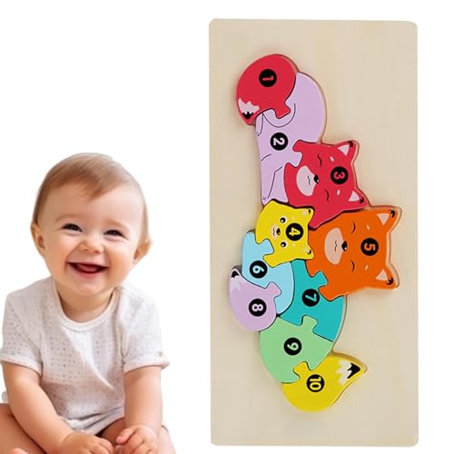 Tierpuzzle für Kinder, Tierzahlenpuzzle - Holztiere Puzzle | Bunte Lernspielzeug Vorschulspielzeug für Kinder im Alter inkl Tierpuzzle für Kinder, Tierzahlenpuzzle - Holztiere Puzzle | Bunte Lernspielzeug Vorschulspielzeug für Kinder im Alter inkl von Whnbuij