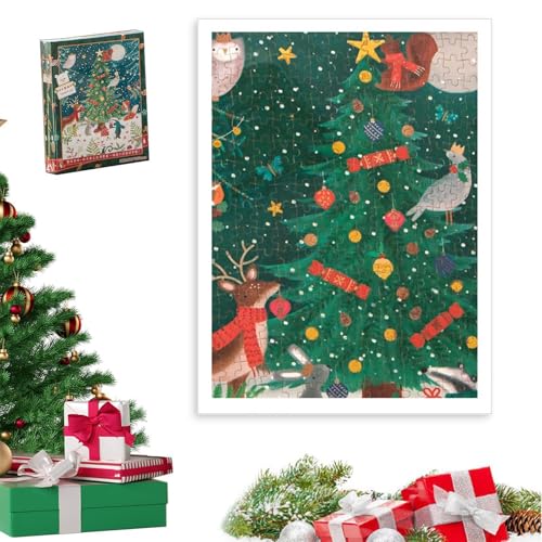 Weihnachtspuzzle für Erwachsene, Weihnachtsbaum, Holzpuzzle-Set für Erwachsene | Tragbares Puzzleset 1000 x, Urlaubspuzzle-Set für die Feinmotorik von Whnbuij