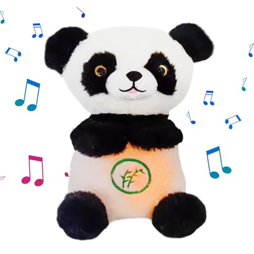 Whnbuij Atmungsaktives Panda Plüschtier – weiches und beruhigendes Panda-Plüschtier, Geräusch- und Musikbegleiter | Beruhigendes Atemspielzeug zur Linderung von Stress und Angst, Plüschspielzeug von Whnbuij