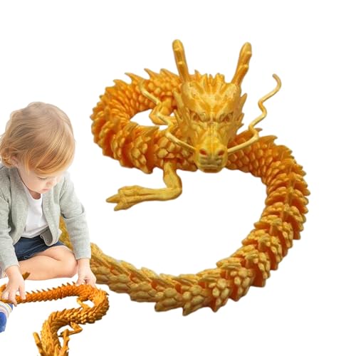 Whnbuij Beweglicher Drache, flexibler Drache bedruckt in | Goldfarbenes bewegliches Drachenspielzeug, bewegliches Gold-Drachenornament, tragbar, für Wohnzimmer, Eingang, Arbeitszimmer Whnbuij Beweglicher Drache, flexibler Drache bedruckt in | Goldfarbenes bewegliches Drachenspielzeug, bewegliches Gold-Drachenornament, tragbar, für Wohnzimmer, Eingang, Arbeitszimmer von Whnbuij