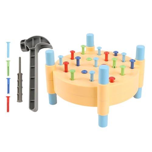 Whnbuij Hammer Spielzeug für Kleinkinder – Hammer mit Schlagbank, Whack-a-Mole, interaktives Lernspiel für Entwicklung | buntes Montessorii Knöchelhammer Spielzeug von Whnbuij