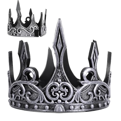 Whnbuij King Crown – Königlicher Prinz-Krone, Krone im mittelalterlichen Stil | Party-Cosplay-Zubehör für Könige und Königinnen, Königsfrisur für Ball, Hochzeiten und Halloween-Kostüme von Whnbuij