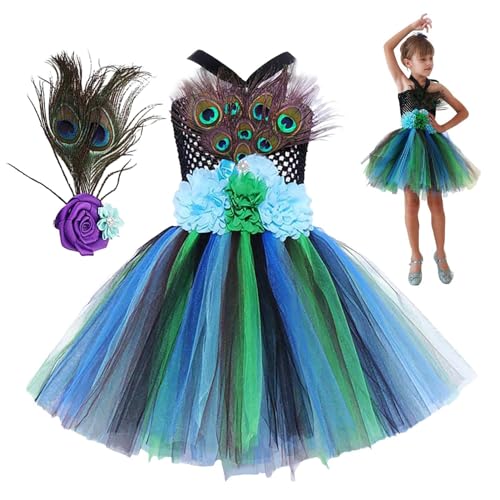Whnbuij Kleid - Tier Tutu Kleid Prinzessin Kleid | Netz-Tutu mit kreativer Tierform Verkleidung | Bequemes Halloween-Kostüm mit Feder-Kopfbedeckung von Whnbuij