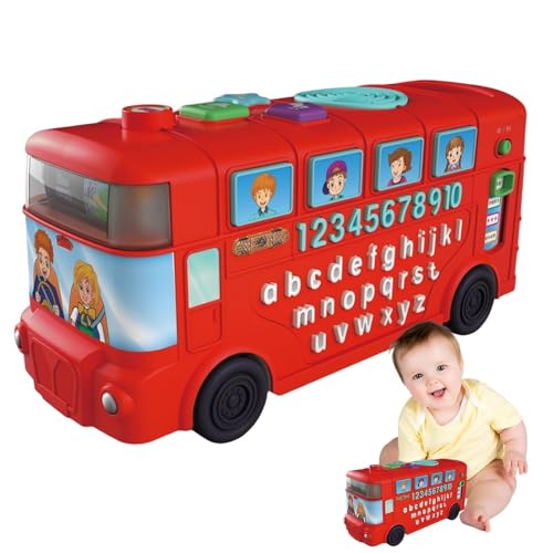 Whnbuij Lernbus mit leicht, Lernbuchstabe Bus | Lernnummer Bus mit Licht, Vorschule Geet Geat Recognition Lernspielzeug für Kindergarten und Baby von Whnbuij