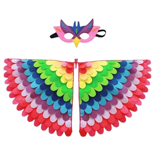 Whnbuij Pfau Tierflügel & Maske - Vogelflügel verkleiden, Bunte -Cosplay-Flügel, Faltbare Farbverlaufs-Kostümflügel, winddichte Kostümflügel für Partys Faltbare Vogelflügel Whnbuij Pfau Tierflügel & Maske - Vogelflügel verkleiden, Bunte -Cosplay-Flügel, Faltbare Farbverlaufs-Kostümflügel, winddichte Kostümflügel für Partys Faltbare Vogelflügel von Whnbuij