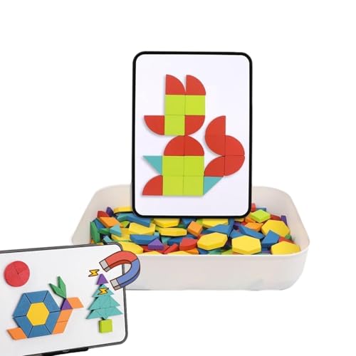Whnbuij Puzzle in geometrischer Form, Motivblock aus Holz | Intelligenzspielzeug aus Holz – lustiges und farbenfrohes Puzzlespiel, Lernspielzeug für Geburtstag und Neujahr von Whnbuij