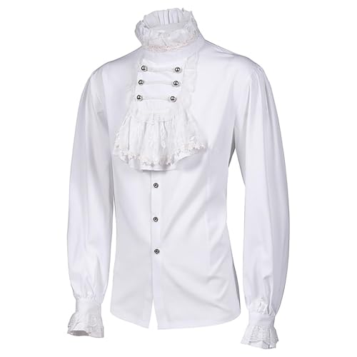 Whnbuij Renaissance Hemd für Herren, Mittelalterliches Hemd Oberes Piratenkostüm, Cosplay Kleidung Vintage Mittelalter Steampunk Halloween von Whnbuij