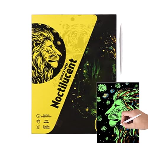 Whnbuij Scratch Off Art, Art Scratch Paper - Glitter Handwerk 4X Handgefertigt | A4 Größe zum Ausmalen Kunsthandwerk, Handwerksmaterialien für Kinder, Jugendliche und Erwachsene von Whnbuij