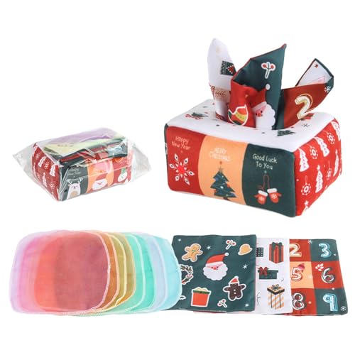 Whnbuij Sensorisches Spielzeug, Taschentuchbox – weiches sensorisches Spielzeug, Vorschul-Lernspielzeug | Geschenke für Neugeborene und Mädchen, montesori Stem Spielzeug für Babys ab 1 Jahr von Whnbuij