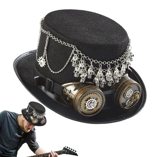 Whnbuij Steampunk Hut, Steampunk Hüte für Damen | Mode Punk Hut,Neue abnehmbare Steampunk Zylinder Hüte Uni Abnehmbare Halloween Hut Kopfbedeckung für Frauen von Whnbuij