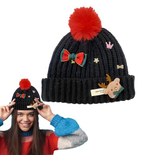 Whnbuij Weihnachtsmütze, gestrickte Weihnachtsmütze - Warme Bommel-Strickmütze - Häkelmütze, Weihnachtsmannmütze, Winterstrickmütze, Beanie-Mütze für Kinder ab 6 Jahren Whnbuij Weihnachtsmütze, gestrickte Weihnachtsmütze - Warme Bommel-Strickmütze - Häkelmütze, Weihnachtsmannmütze, Winterstrickmütze, Beanie-Mütze für Kinder ab 6 Jahren von Whnbuij