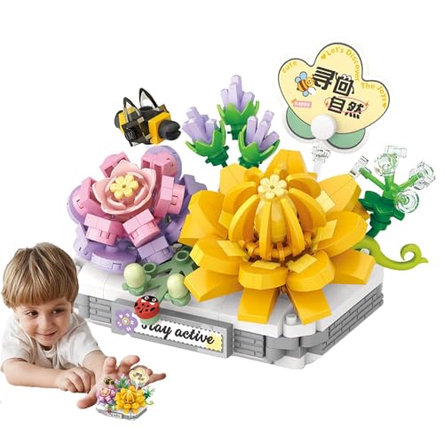 Whnbuij tiny Building Blocks - Stabiles und Sicheres Spielzeug-Set, Small Building Blocks | Pädagogisches Spielzeug für Kinder in Blumenform für Stadtlandschaften (200-400 Blöcke (Stück)) von Whnbuij