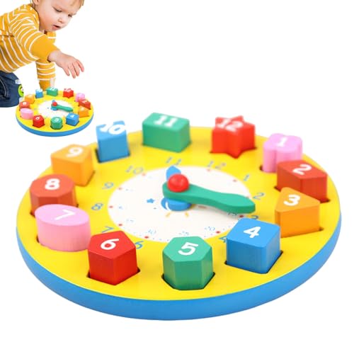 Zahlenuhr für die Unterrichtszeit, Farbsortieruhr in Holzform | Interaktive Lernspielzeuguhr für Kinder - Puzzle mit Stoßstangen für die von Whnbuij