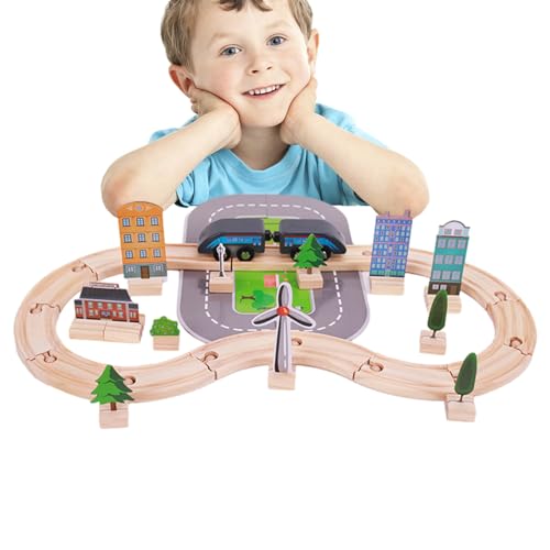 Eisenbahnspielzeug mit Zug, Puzzlespiel auf Schiene für Kleinkinder, wiederverwendbar, für 46 Teile, Entwicklungsspielzeug vor dem Kindergarten Whrcy von Whrcy