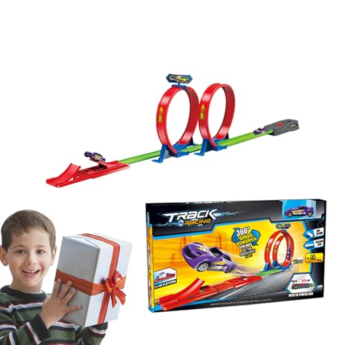 Whrcy Autoschienenset, Rennstrecke,Flexibles Autoschienen-Set | Eisenbahn-Rennwagen-Strecken-Sets, pädagogisches Autospielzeug, Slalom-Rennstrecke für und Kinder von Whrcy