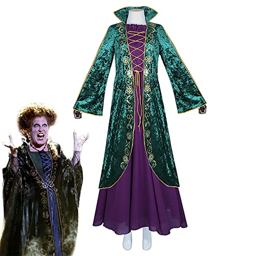 Whrcy Hocus Pocus Winifred Kostüm,hocus Pocus Kostü, Winifred Sanderson Schwesternkostü Hexenkostü Frauen Tüllkleid Für Halloween Party Cosplay Fancy Dress Up Karneval Geburtstagsfeier von Whrcy