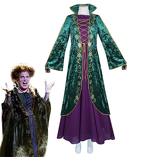 Whrcy Winifred Kostüm, Kostü, Winifred Sanderson Schwesternkostü Hexenkostü Frauen Tüllkleid Für Halloween Cosplay Fancy Dress Up Karneval Geburtstagsfeier von Whrcy