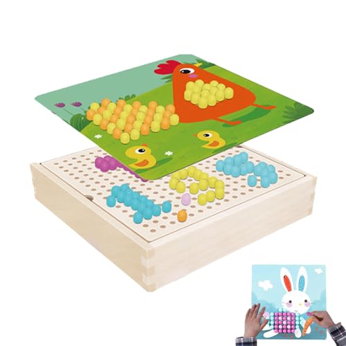 Whrcy Lochplatte mit Pilznägeln für die Nägel | 240-teiliges Lernspielzeug für Nägel – mit Aufbewahrungsbox zum Basteln, Peg Puzzle, Spielzeug für 3 Jahre + Entwicklung von Whrcy